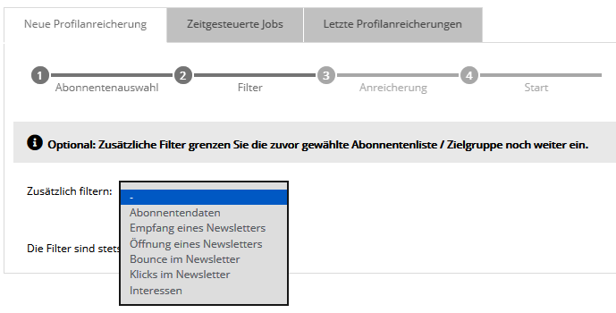 Profilanreicherung: Filter